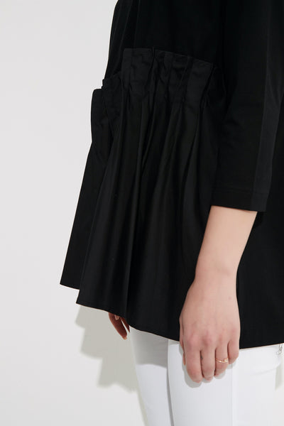 Woven Pleat Top-Black