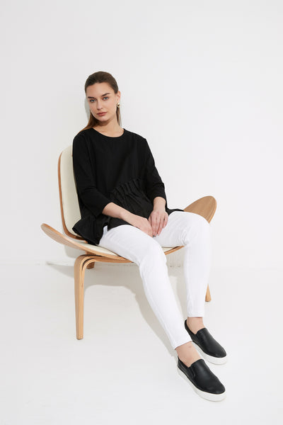 Woven Pleat Top-Black