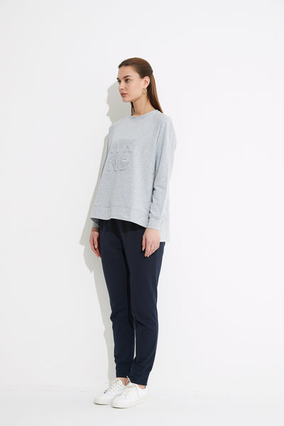 Embossed Sweat- Grey Marle