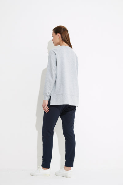 Embossed Sweat- Grey Marle