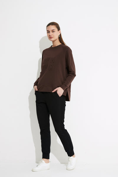 Embossed Sweat- Chocolate