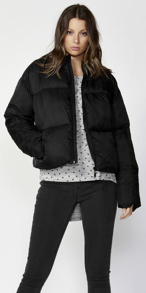 Dylan Cropped Puffer Jacket- Black