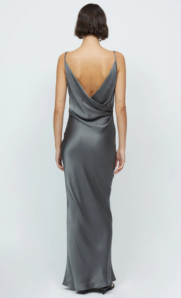 Celestial Cowl Neck Maxi Dress- Gunmetal