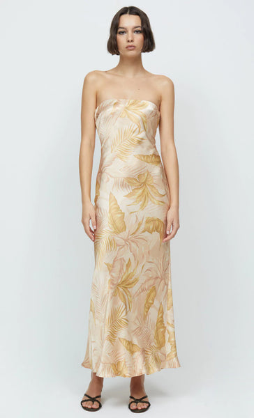 Dusty Palms Strapless Maxi