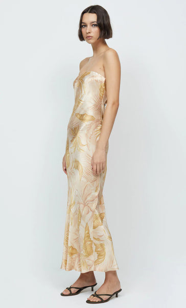 Dusty Palms Strapless Maxi