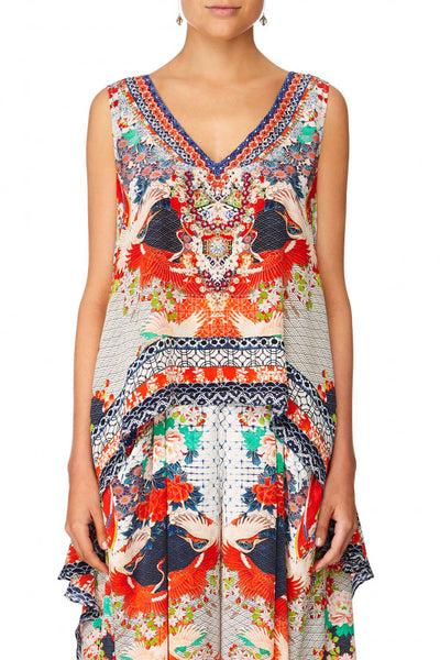 V-Neck Cross Back Top- Geisha Girl