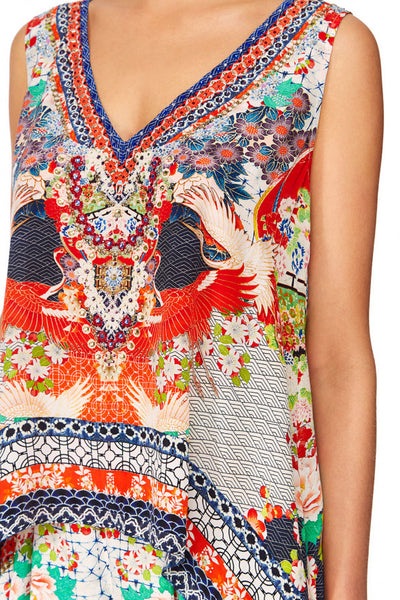 V-Neck Cross Back Top- Geisha Girl