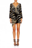 Long Sleeve Cross Front Playsuit- Zebra Crossing