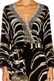Long Sleeve Cross Front Playsuit- Zebra Crossing