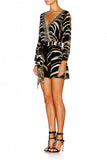 Long Sleeve Cross Front Playsuit- Zebra Crossing