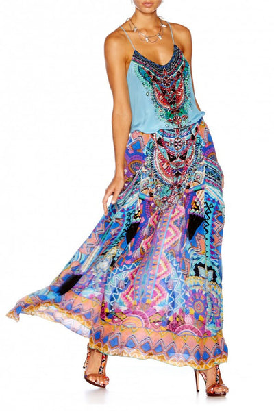 Tback Shoestring Strap Top- Light Blue