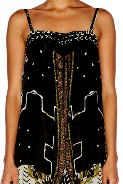 Tie Detail Overlay Playsuit- Mali Mud Story