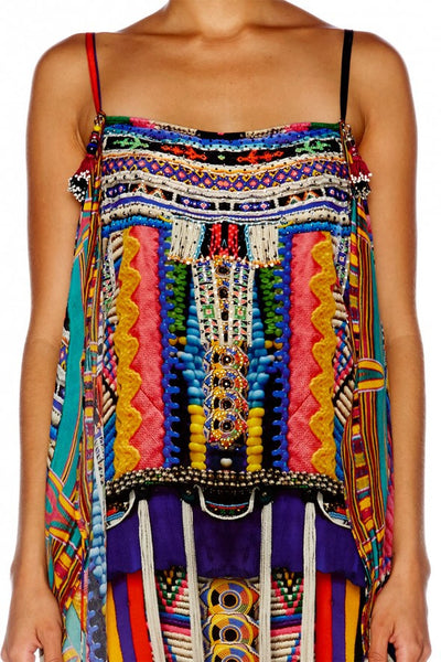 Mini Dress W/ Long Overlay- Woven Wonderland