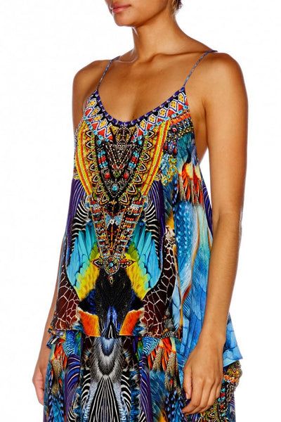 Tback Shoestring Strap Top- Dusk Till Dawn