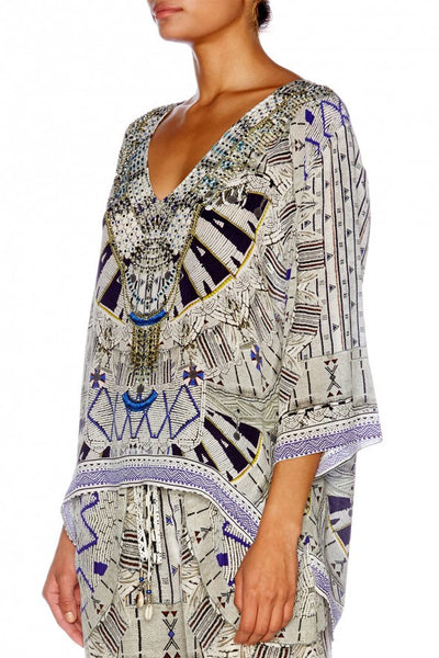 Vneck Oversized Blouse- Singing Wells