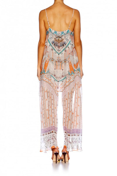 Mini Dress W/ Long Overlay- Desert Rose