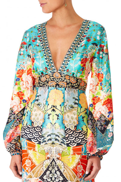 Printed Lantern Sleeve Dress- Galaxy Girl