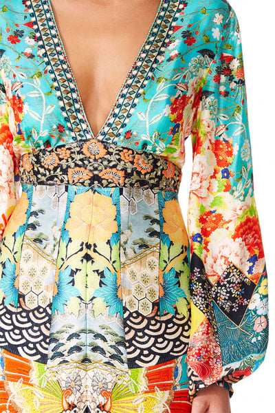 Printed Lantern Sleeve Dress- Galaxy Girl