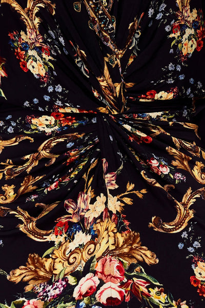 Long Split Front Twist Dress- Friend In Flora