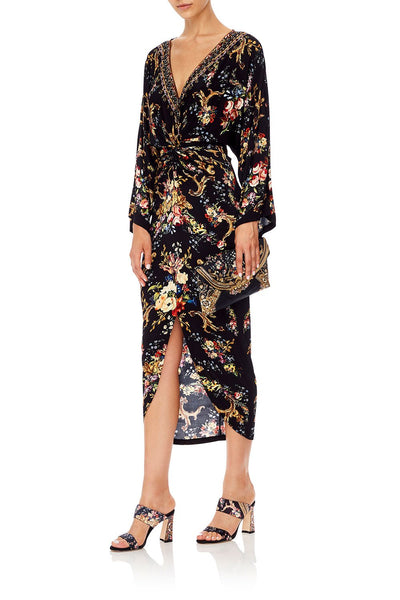 Long Split Front Twist Dress- Friend In Flora
