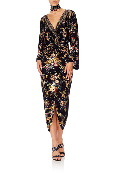 Long Split Front Twist Dress- Friend In Flora