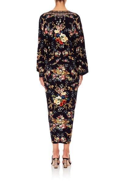 Long Split Front Twist Dress- Friend In Flora