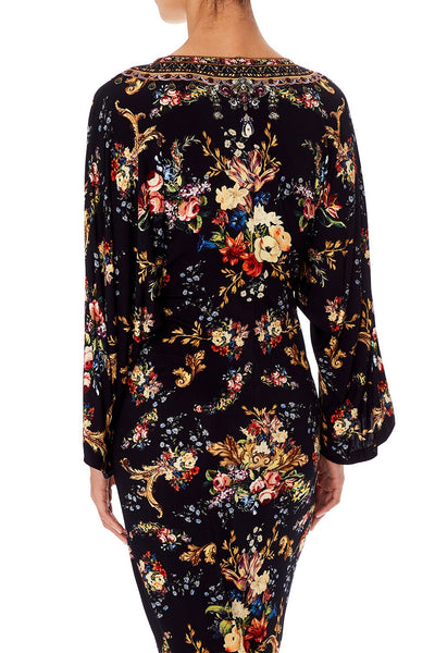 Long Split Front Twist Dress- Friend In Flora