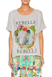 Loose Fit Round Neck Tee- Champagne Coast