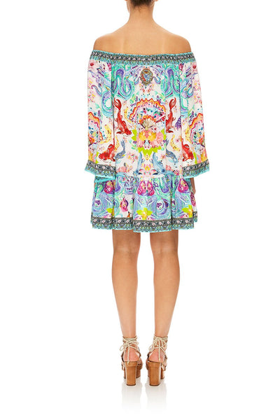 Off Shoulder Frill Hem Dress- Dragon Divinity