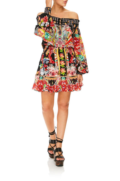 Off Shoulder Short Dress- Painted Land