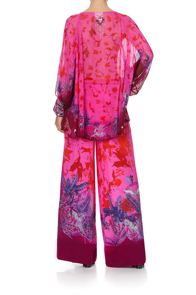 Raglan Sleeve Button Up Top- Tropic Of Neon