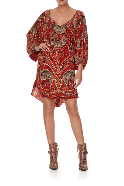 Raglan Sleeve Tie Front Dress- Slave To The Rhythm