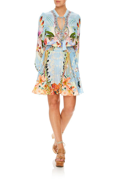 Shirred Relaxed Short Dress- The Still Abyss