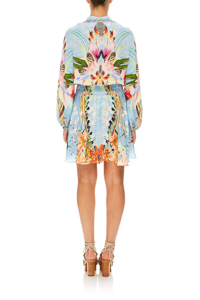 Shirred Relaxed Short Dress- The Still Abyss