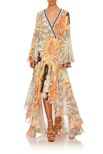 Wrap Dress W/ Belle Sleeves- For The Fans