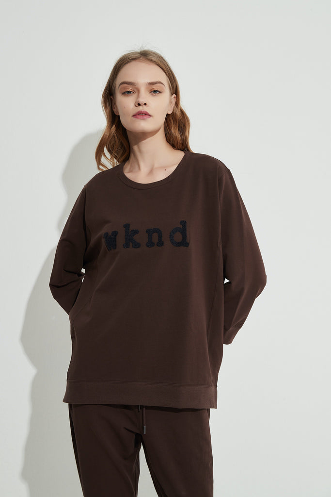 Terry Print Transeasonal Top- Chocolate