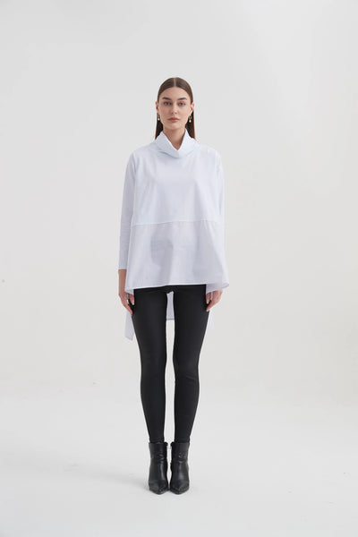 Cowl Neck Ava Top- White