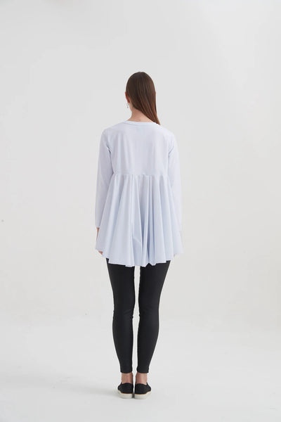 Pleat Back Combi Top- White