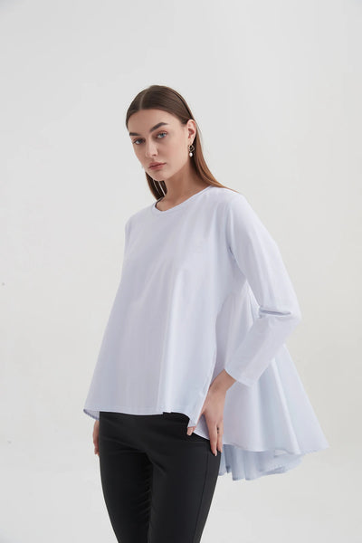 Pleat Back Combi Top- White