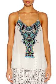Tback Shoestring Strap Top- White