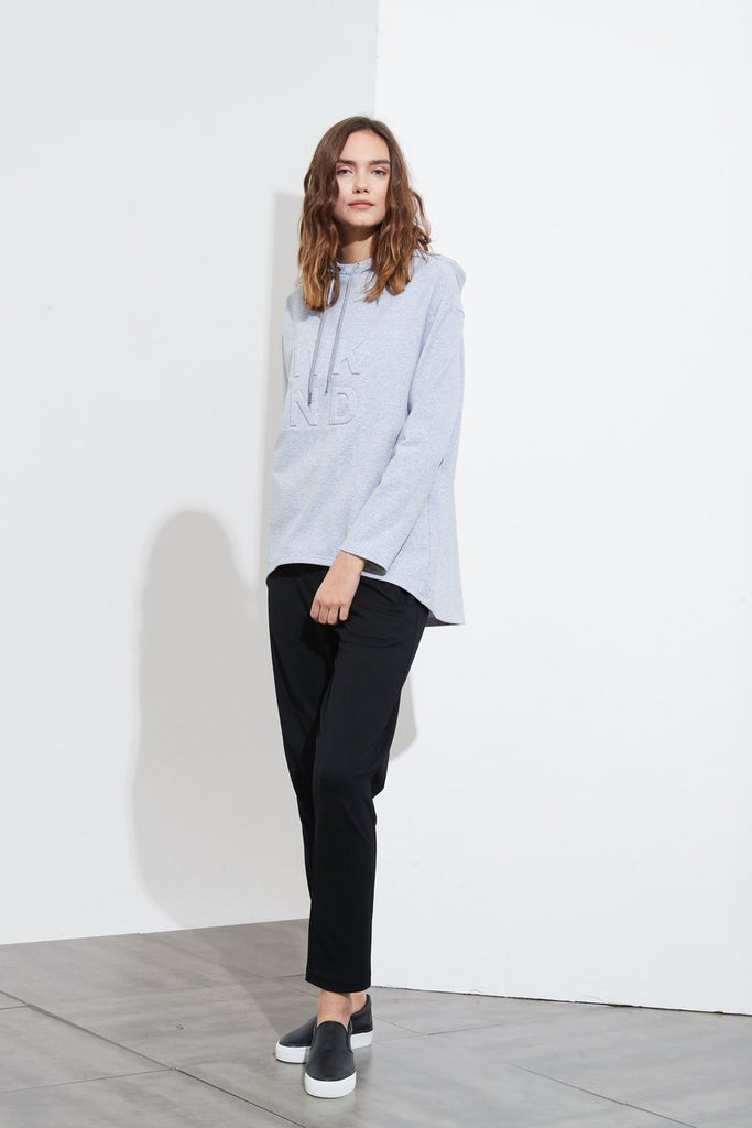 Embossed Hooded Sweat- Grey Marle