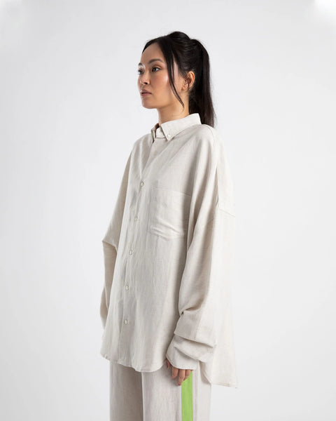 LS OVERSIZED SHIRT- SILVER