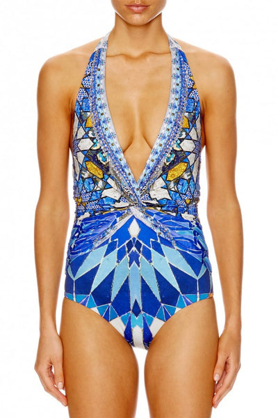 Twist Front Halter Onepiece-Seeing Stars