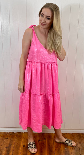 Santorini Dress- Flamingo Lurex