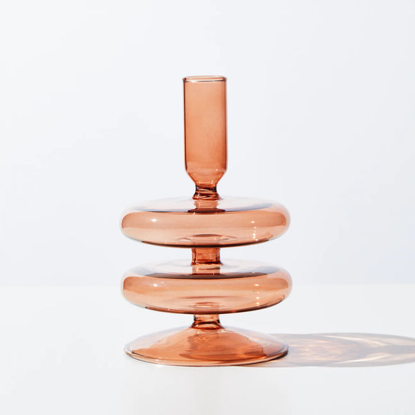 Double Bubble Candle Holder in Chocolate