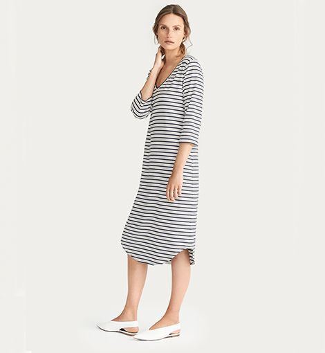 Arc Hem Dress- Chalk Marle/Ink