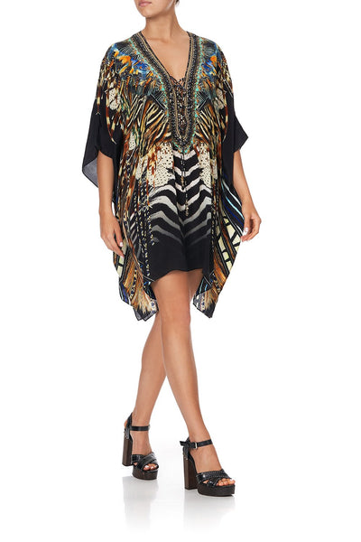 Short Lace Up Kaftan- Lost Paradise