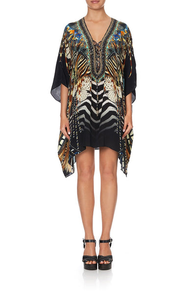 Short Lace Up Kaftan- Lost Paradise
