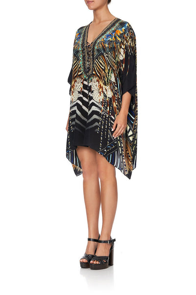 Short Lace Up Kaftan- Lost Paradise