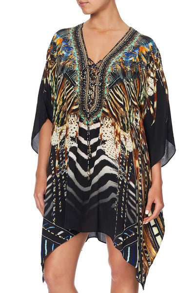 Short Lace Up Kaftan- Lost Paradise
